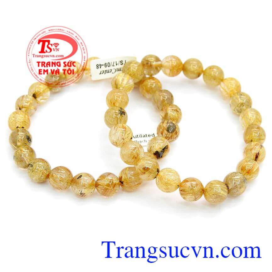 Vòng tay thạch anh tóc vàng, Chuỗi thạch anh tóc ánh vàng, Vòng tay  thạch anh phong thủy,