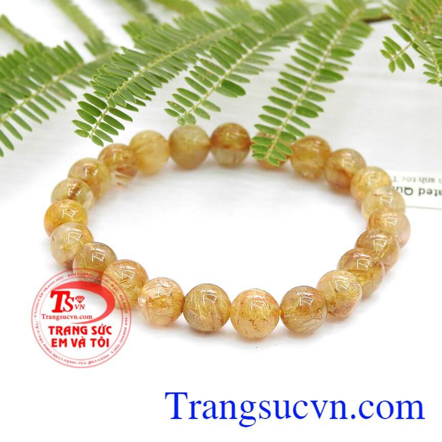 Chuỗi vòng tay thạch anh, Chuỗi thạch anh tóc vàng phong thủy, Vòng tay thạch anh may mắn.