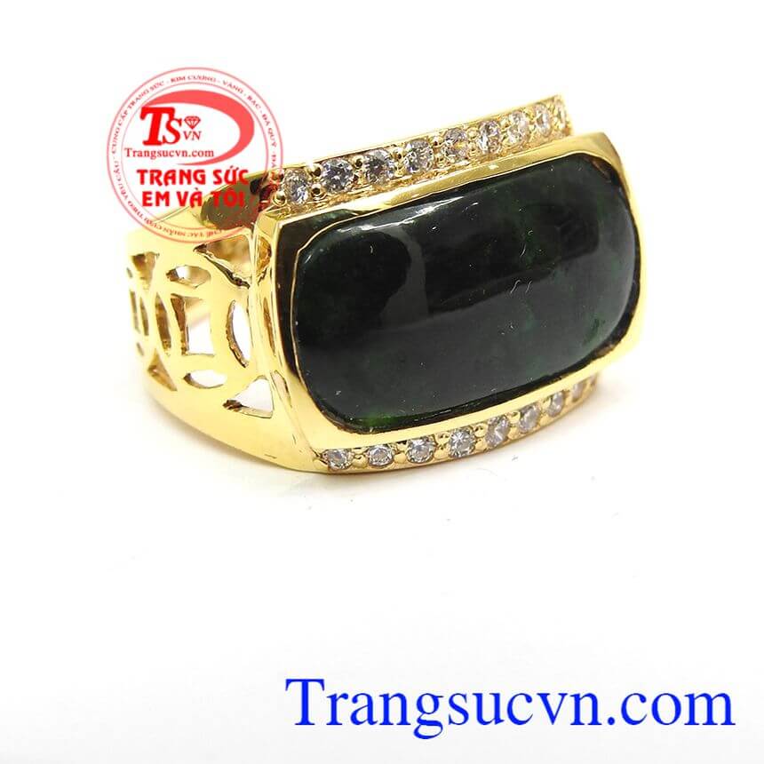 Nhẫn nam vàng sang trọng, Nhẫn nam cẩm thạch thiên nhiên, Nhẫn nam cao cấp.