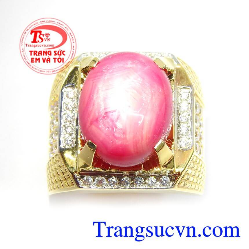 Nhẫn nam Ruby thiên nhiên, Nhẫn Ruby Sao Nam Sang Trọng Nhẫn nam vàng tây.	