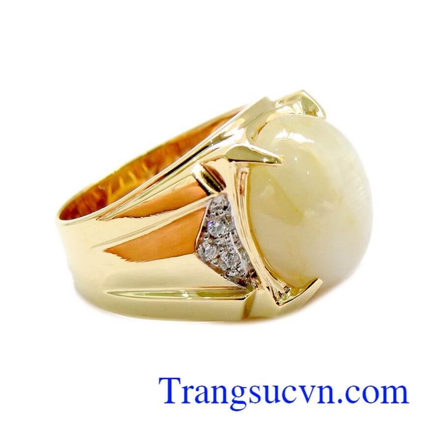 Nhẫn Sapphire trắng, Nhẫn nam đẹp, nhẫn nam vàng tây đá quý