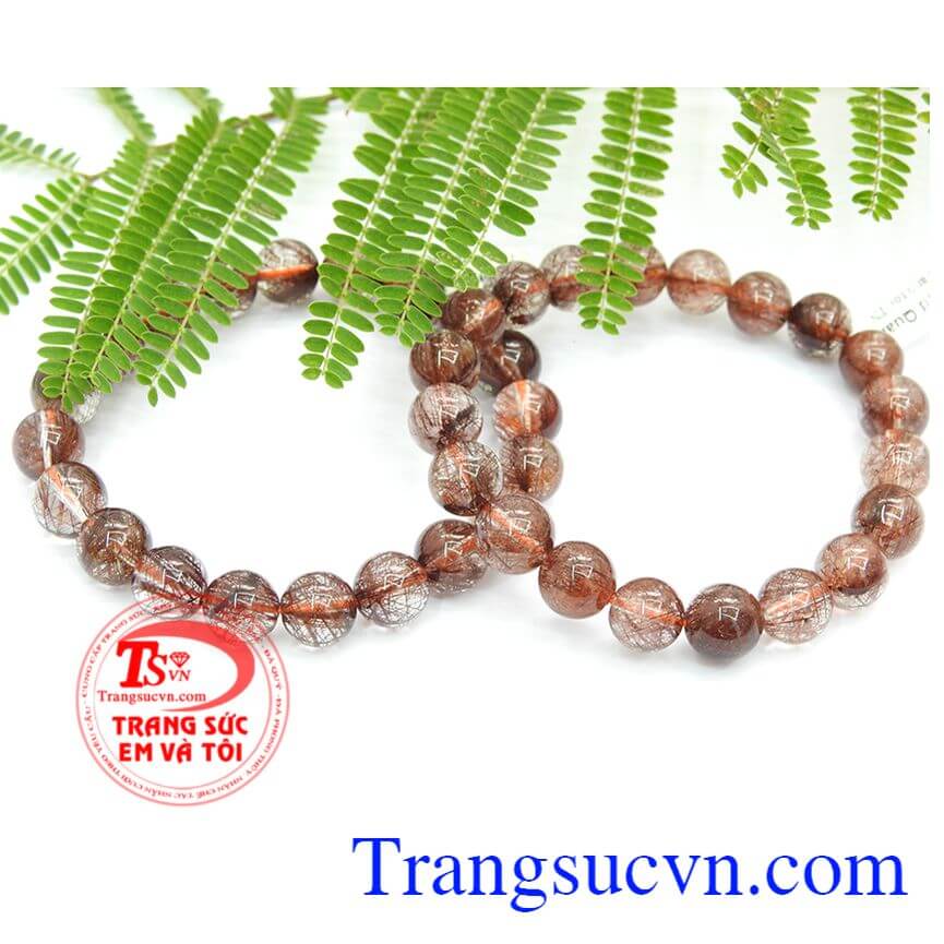 Vòng tay thạch anh tóc nâu, Chuỗi thạch anh tóc ánh nâu, Vòng tay thạch anh may mắn.	