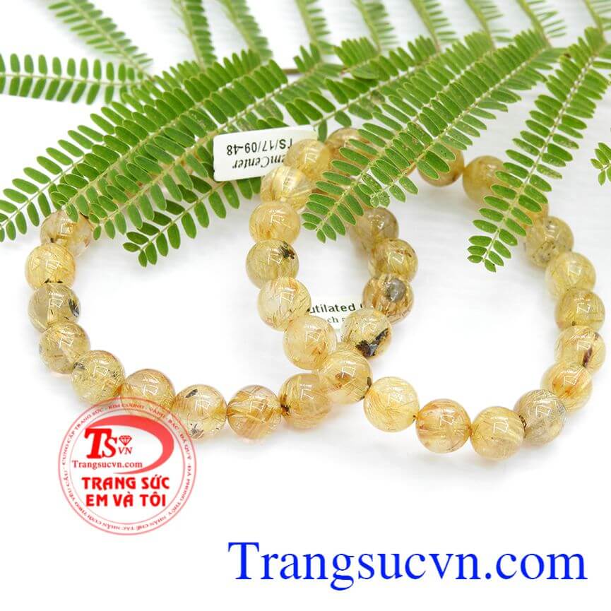 Vòng tay thạch anh tóc vàng, Chuỗi thạch anh tóc ánh vàng, Vòng tay  thạch anh phong thủy,