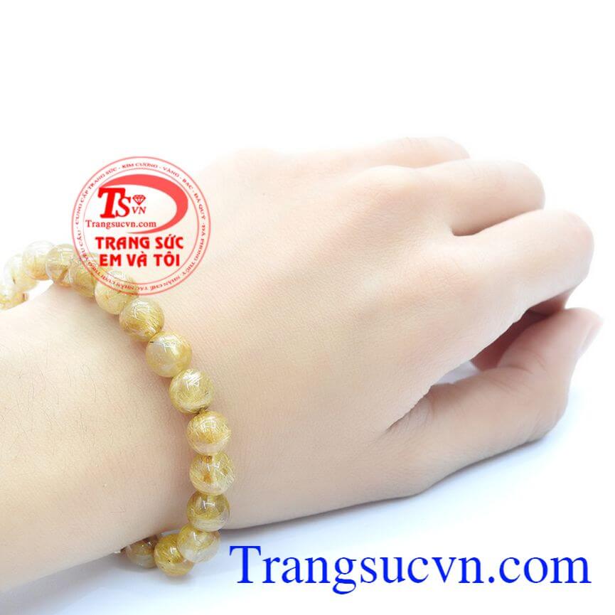Chuỗi vòng tay thạch anh, Chuỗi thạch anh tóc vàng phong thủy, Vòng tay thạch anh may mắn.