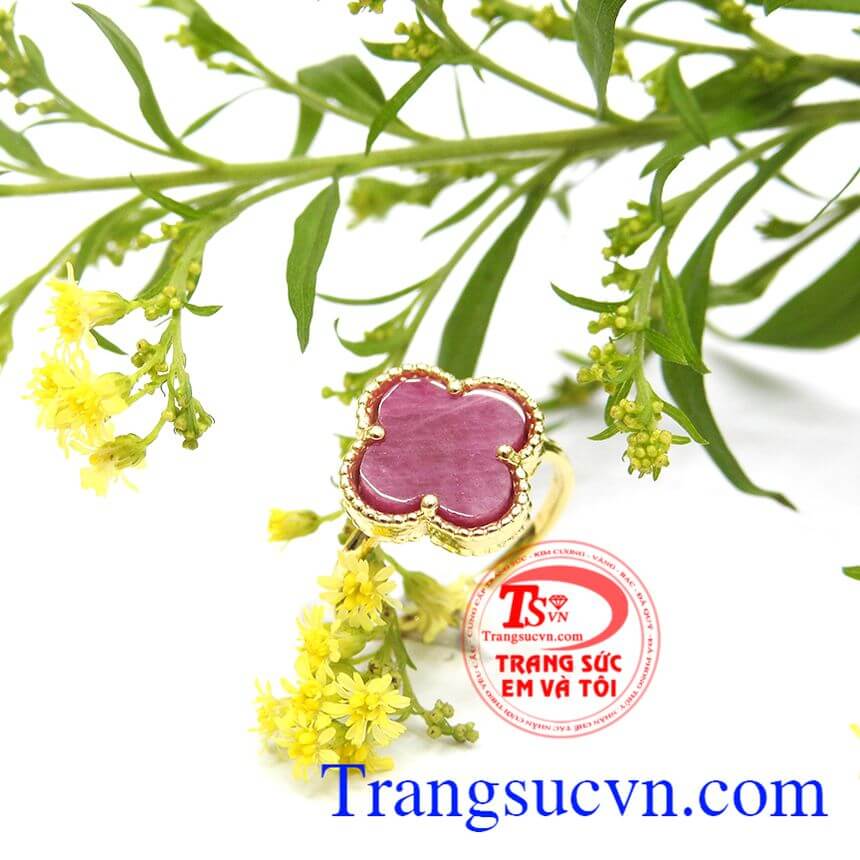 Nhẫn đá Ruby tím đỏ may mắn, Nhẫn đá Ruby thiên nhiên, Nhẫn nữ sang trọng 