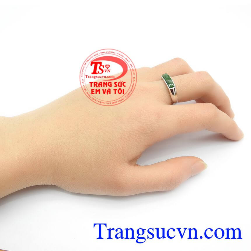 Nhẫn nữ đá quý, Nhẫn Nữ Cẩm Thạch Thiên Nhiên, Nhẫn nữ vàng trắng đẹp.