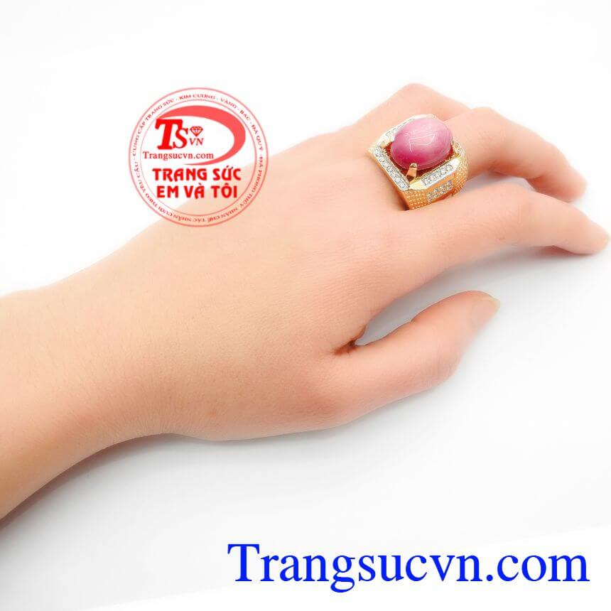 Nhẫn nam Ruby thiên nhiên, Nhẫn Ruby Sao Nam Sang Trọng Nhẫn nam vàng tây.	