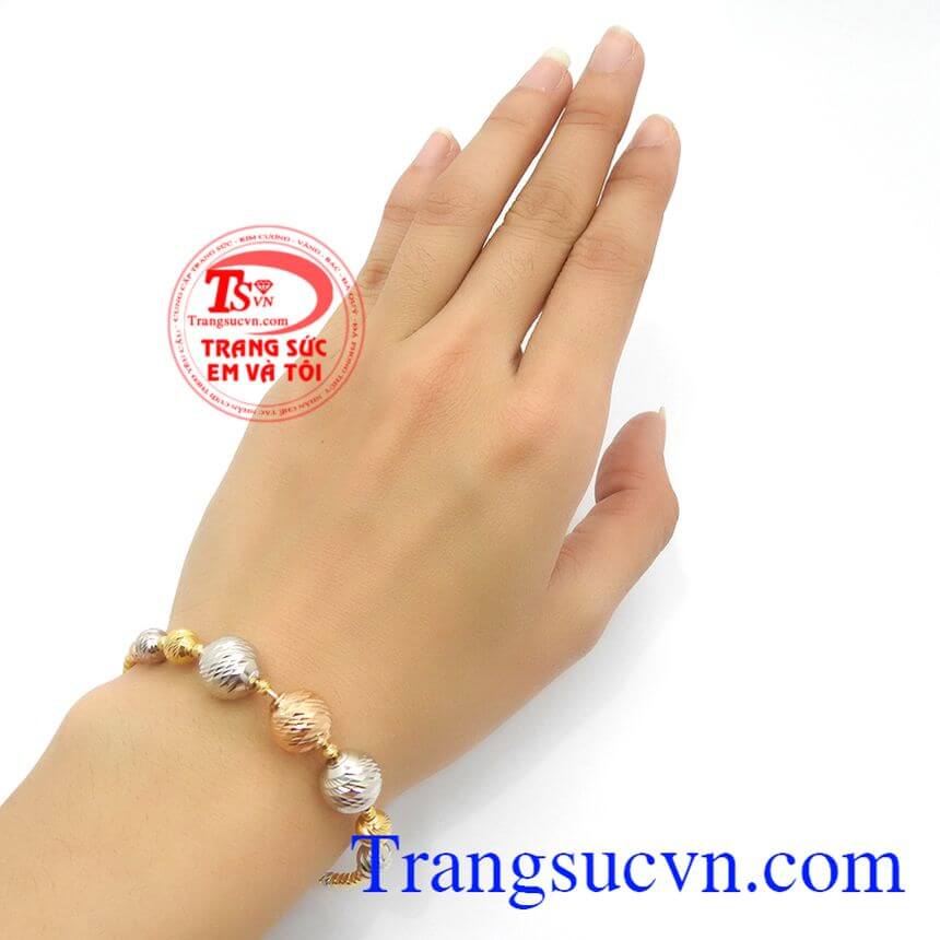 Vòng bi vàng Italy, Vòng tay vàng 18k, Vòng tay bi vàng Ý đẹp.