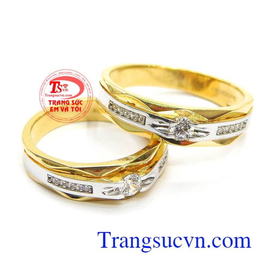 Đôi nhẫn cưới tình yêu son sắc, nhẫn cưới đẹp, nhẫn cưới vàng tây