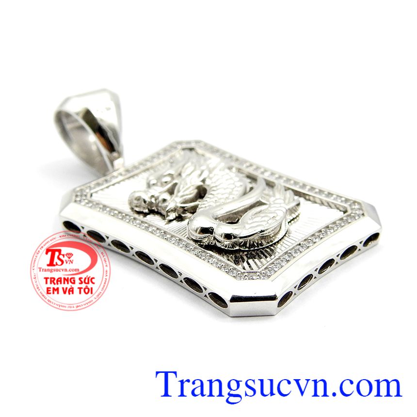 Mặt dây rồng vàng trắng 18k, mặt dây chuyền đẹp, mặt dây vàng tây