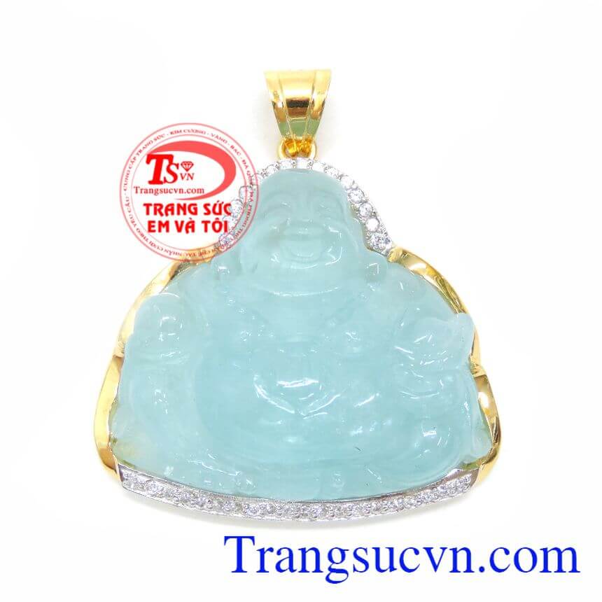 Mặt Phật Di Lặc Aquamarine, mặt dây nam vàng tây, mặt dây nam đẹp Mặt Phật Di Lặc Aquamarine, mặt dây nam vàng tây, mặt dây nam đẹp