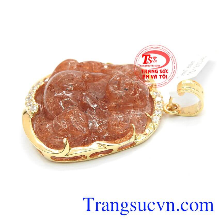 Mặt phật di lặc thạch anh bình an, mặt dây vàng tây, mặt dây sang trọng Mặt phật di lặc thạch anh bình an, mặt dây vàng tây, mặt dây sang trọng