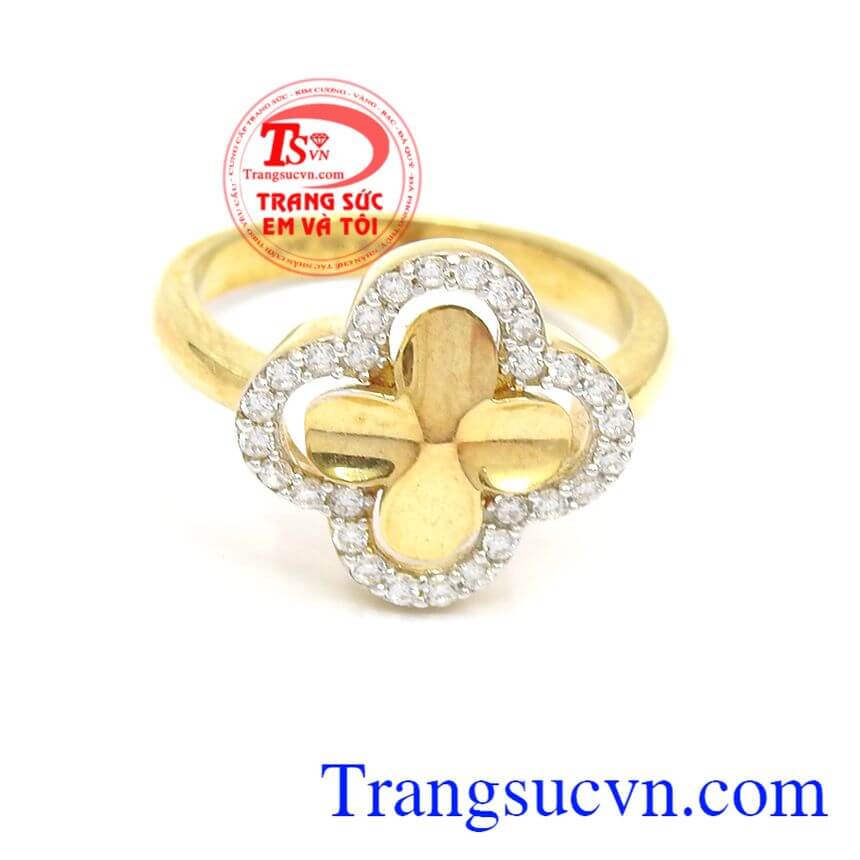 Nhẫn cỏ 4 lá tình yêu, nhẫn nữ đẹp, nhẫn nữ vàng tây Nhẫn cỏ 4 lá tình yêu, nhẫn nữ đẹp, nhẫn nữ vàng tây