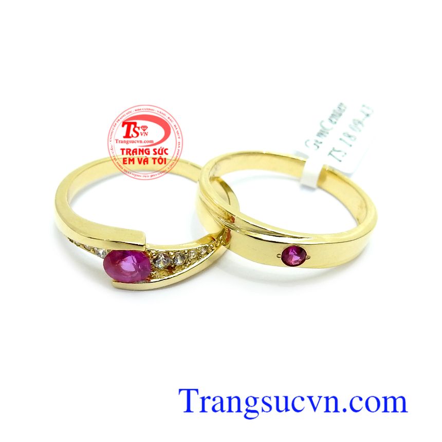 Nhẫn Cưới Ruby Hạnh Phúc Bình An, nhẫn cưới vàng tây, nhẫn cưới đẹp Nhẫn Cưới Ruby Hạnh Phúc Bình An, nhẫn cưới vàng tây, nhẫn cưới đẹp