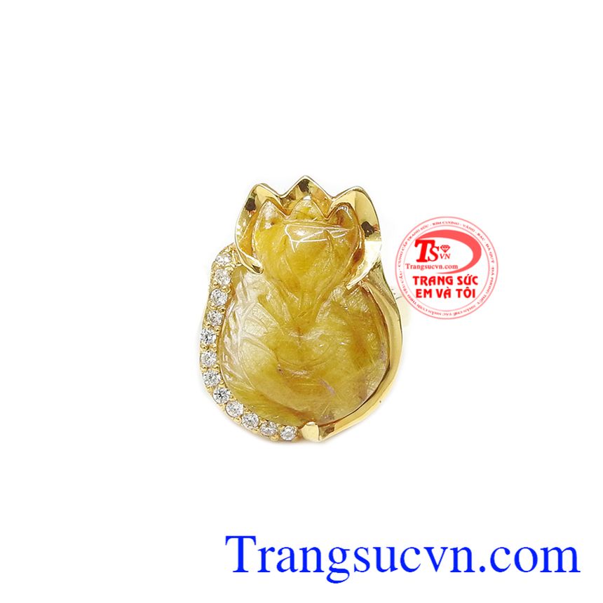 Nhẫn hồ ly thạch anh tóc may mắn, nhẫn nữ thạch anh tóc, nhẫn nữ đẹp Nhẫn hồ ly thạch anh tóc may mắn, nhẫn nữ thạch anh tóc, nhẫn nữ đẹp