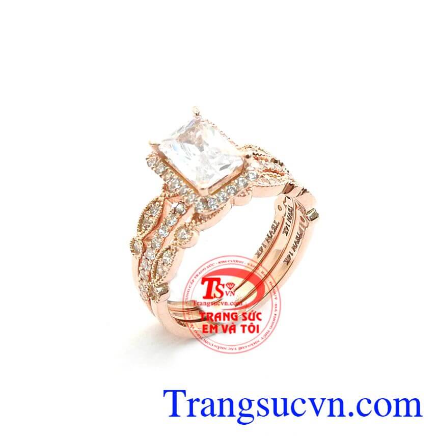 Nhẫn Kép Phong Cách Phái Đẹp, nhẫn nữ vàng tây, nhẫn nữ sang trọng