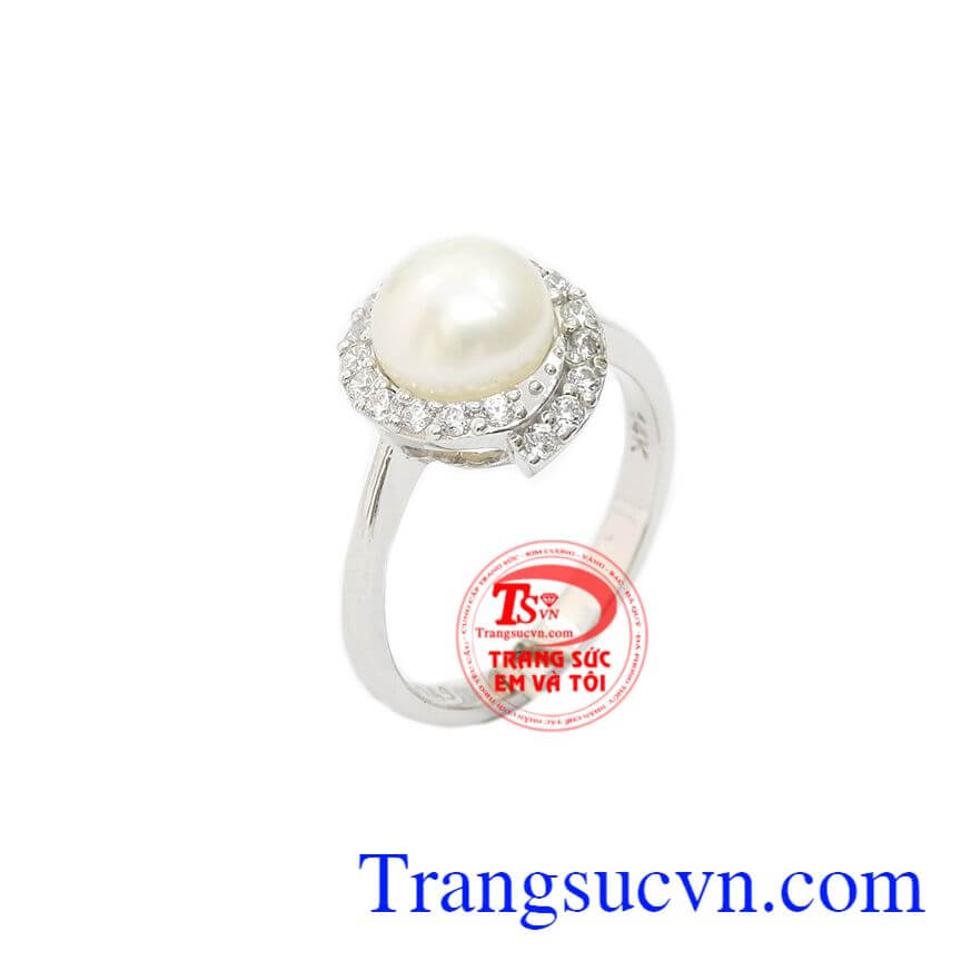 Nhẫn nữ ngọc trai trắng tinh tế, nhẫn nữ ngọc trai, nhẫn nữ vàng tây Nhẫn nữ ngọc trai trắng tinh tế, nhẫn nữ ngọc trai, nhẫn nữ vàng tây