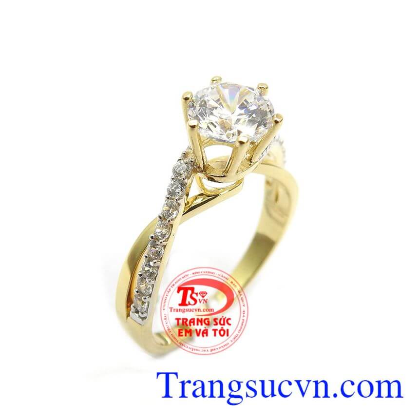 Nhẫn Nữ Vàng Đính Đá Nhập Khẩu, nhẫn nữ đẹp, nhẫn nữ vàng tây