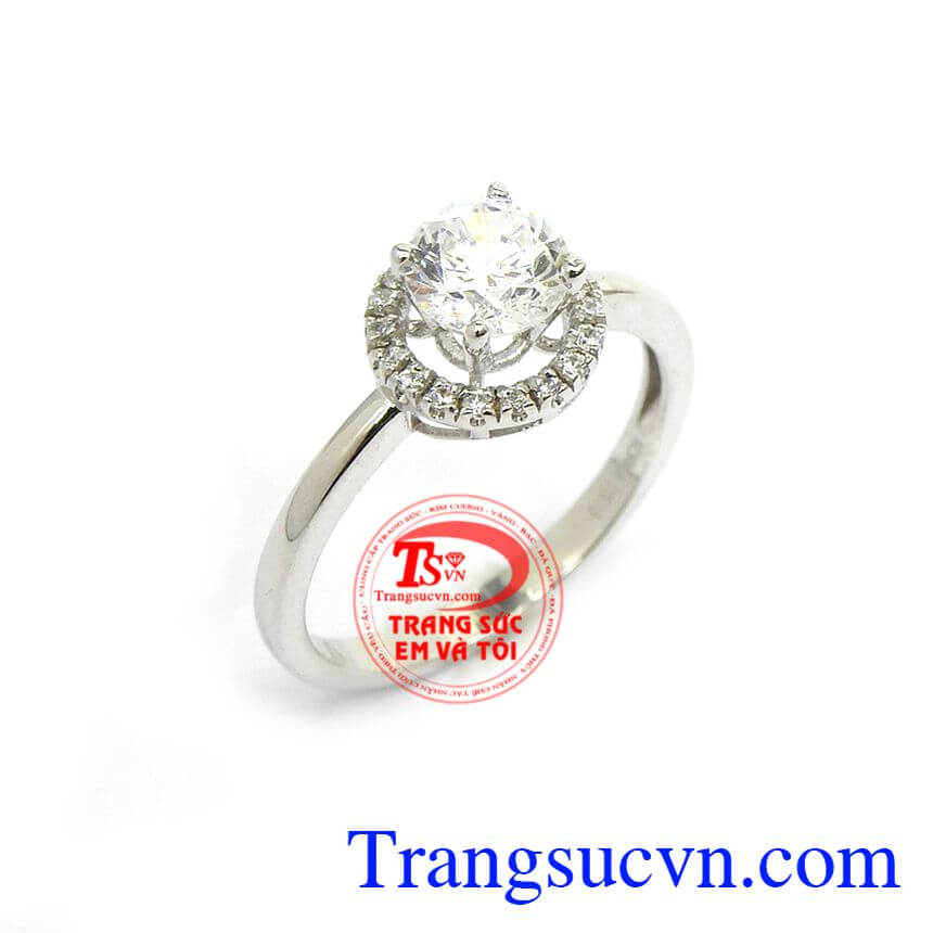 Nhẫn Nữ Vàng Trắng Quý Phái, nhẫn nữ đẹp, nhẫn nữ vàng tây