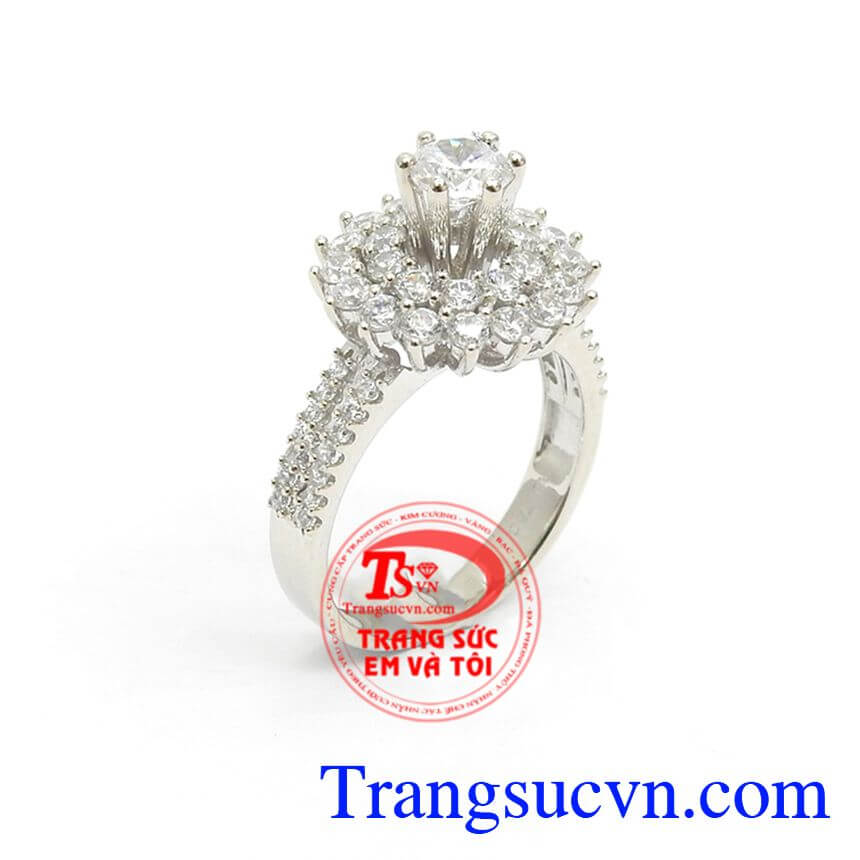 Nhẫn Nữ Vàng Trắng Sang Trọng, nhẫn nữ vàng tây, nhẫn nữ đẹp