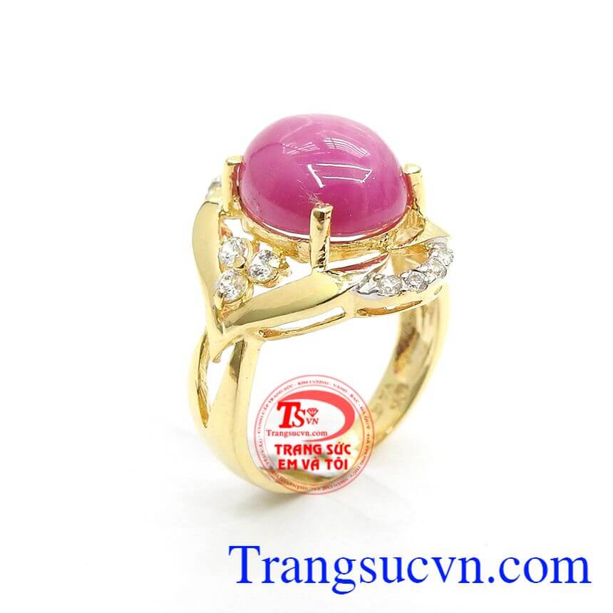 Nhẫn Ruby Sao Phong Thủy Tài Lộc, nhẫn nữ đẹp, nhẫn nữ vàng tây