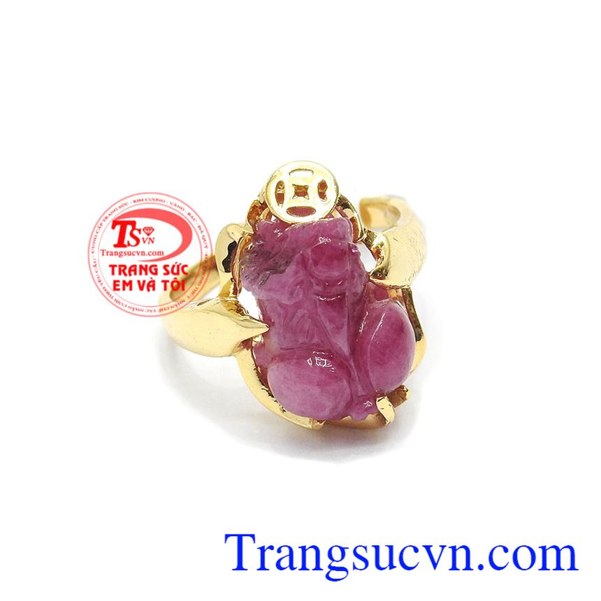 Nhẫn ruby tỳ hưu thịnh vượng, nhẫn nữ vàng tây, nhẫn nữ tỳ hưu
