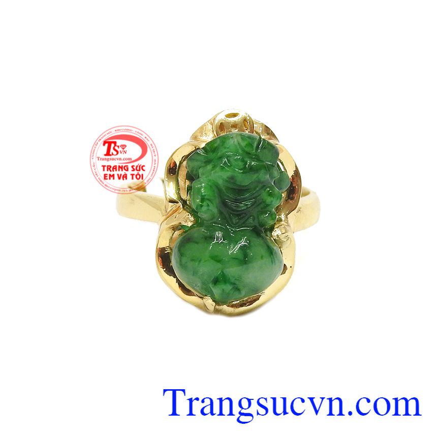 Nhẫn tỳ hưu phỉ thúy thiên nhiên đẹp, nhẫn tỳ hưu đẹp, nhẫn nữ vàng tây