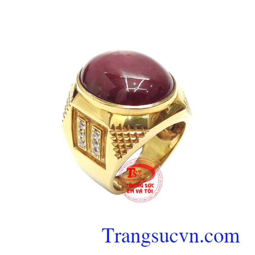 Nhẫn vàng đá quý Ruby, nhẫn nam vàng tây, nhẫn nam đẹp