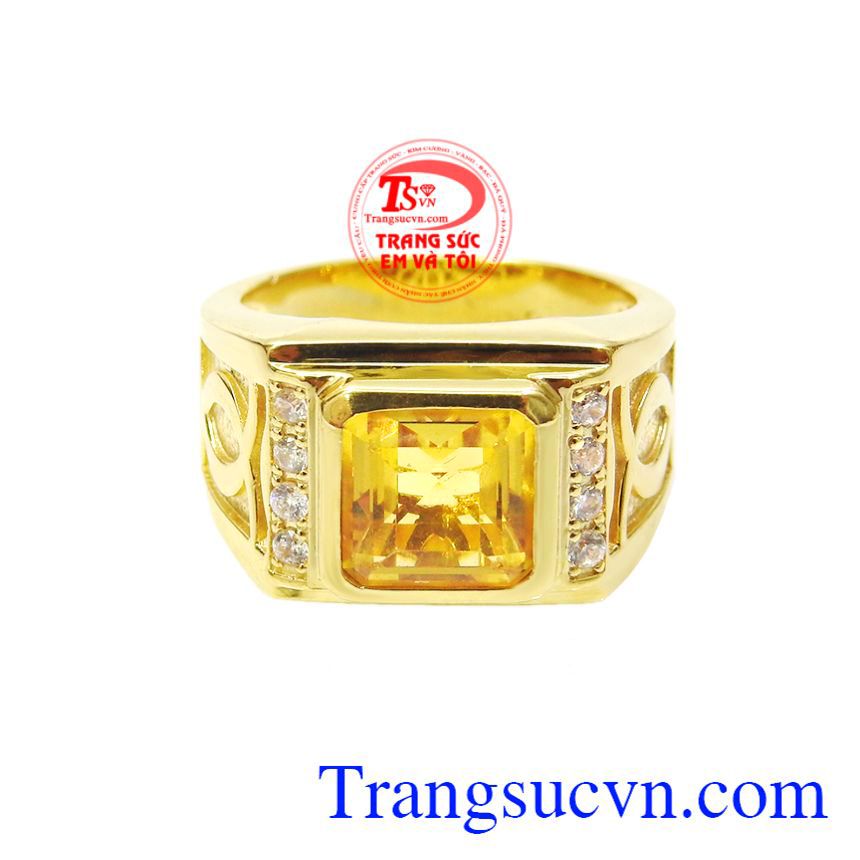 Nhẫn nam thạch anh vàng ấn tượng, Nhẫn nam đá quý, Nhẫn nam vàng thời trang Nhẫn nam thạch anh vàng ấn tượng, Nhẫn nam đá quý, Nhẫn nam vàng thời trang