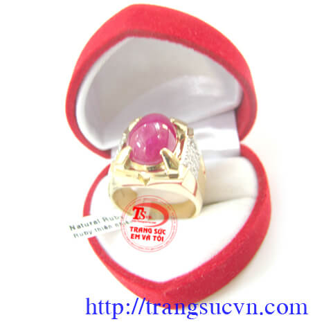Nhẫn ruby Vàng 18k, nhan ruby vang tay, nhẫn nam, nhan nam