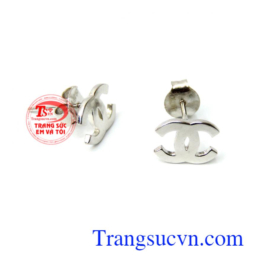 Hoa tai thời trang vàng trắng 18k Hoa tai thời trang vàng trắng 18k