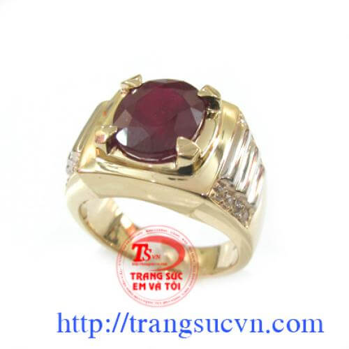 Nhẫn nam ruby đá tự nhiên, Nhẫn nam đẹp, nhẫn nam vàng sang trọng