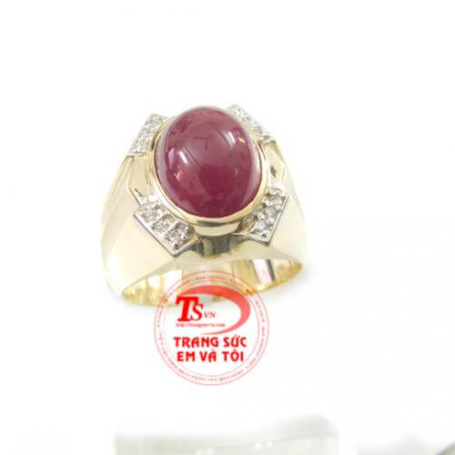 Nhẫn nam mặt đá tròn, Nhẫn nam Ruby, nhẫn nam đá quý thời trang