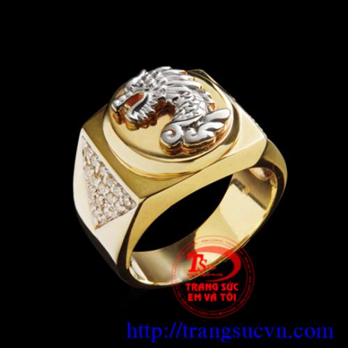 Nhẫn chạm đầu rồng vàng 14K, Nhẫn nam vàng tây, nhẫn nam thời trang Nhẫn chạm đầu rồng vàng 14K, Nhẫn nam vàng tây, nhẫn nam thời trang