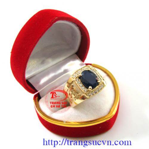 Nhẫn đầu hổ sapphire, Nhẫn nam đẹp, nhẫn nam vàng sang trọng