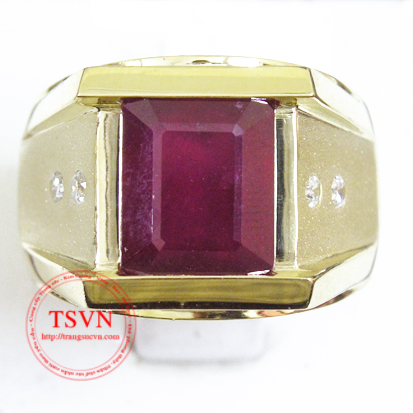 Nhẫn nam vàng tây gắn ruby thiên nhiên ý nhĩa nhan ruby