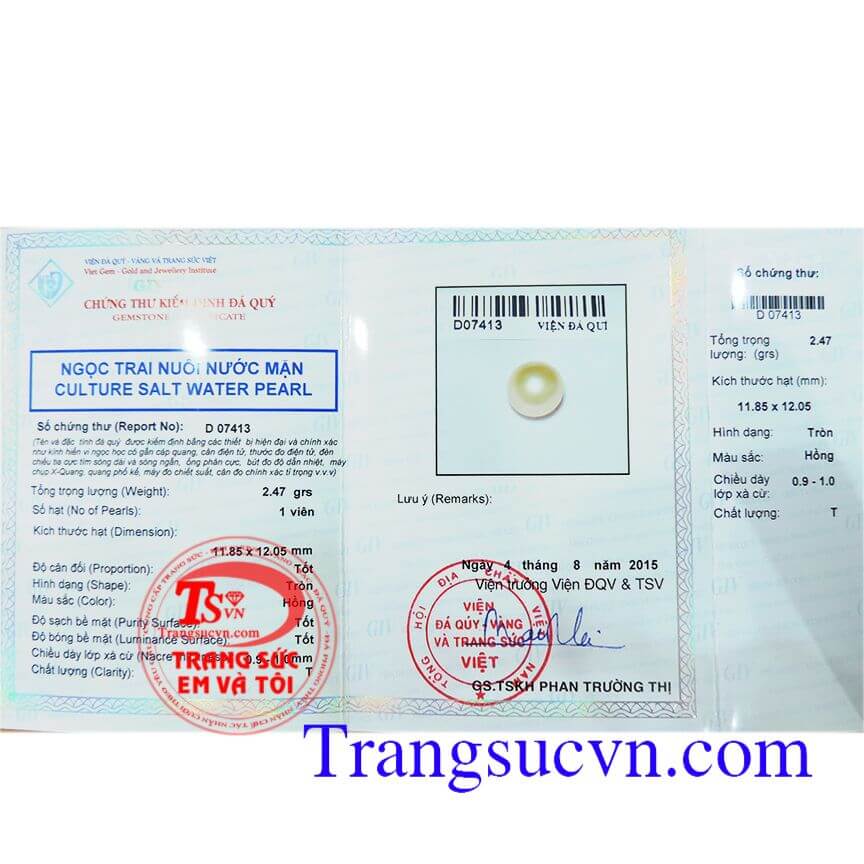 Ngọc trai hồng 10 ly, ngọc trai nước mặn