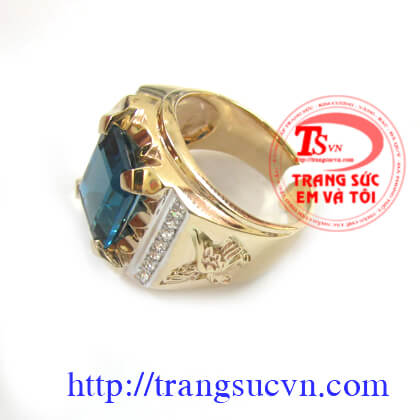 Nhẫn Topaz Doanh nhân, Nhẫn nam đẹp, nhẫn nam vàng thời trang