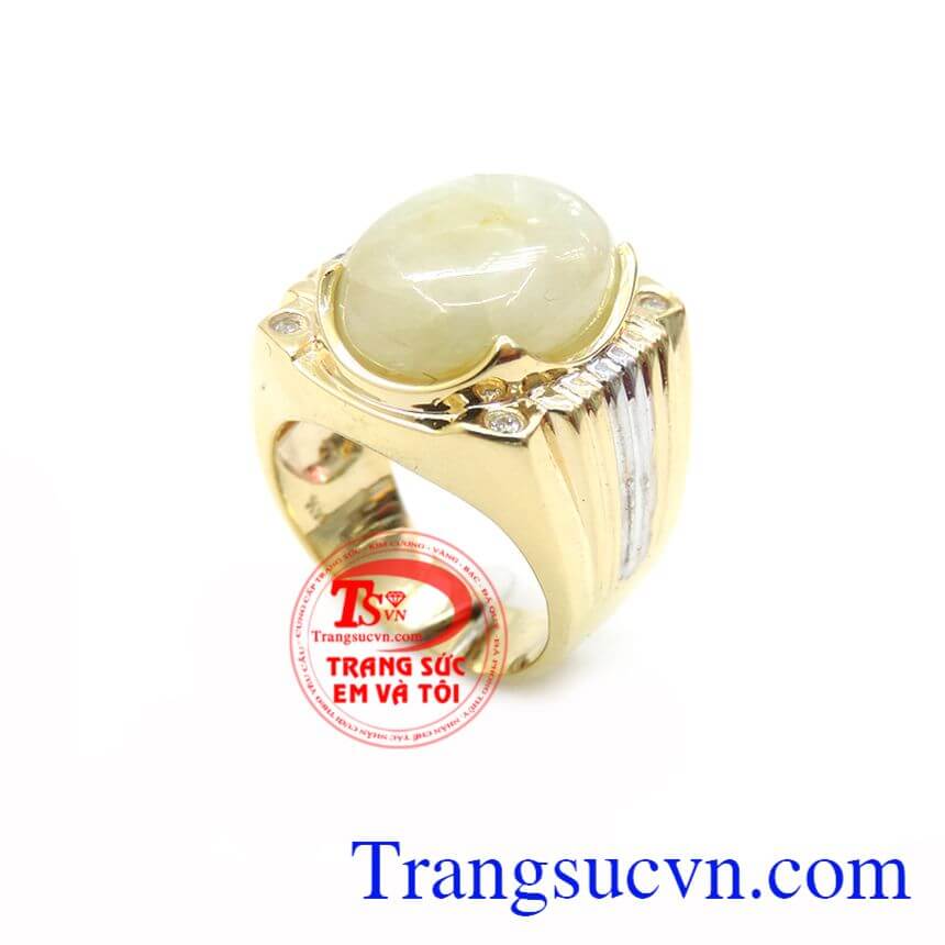 Nhẫn Nam 14k Gắn Đá Saphire Tài Lộc, Nhẫn nam đẹp, nhẫn nam vàng sang trọng