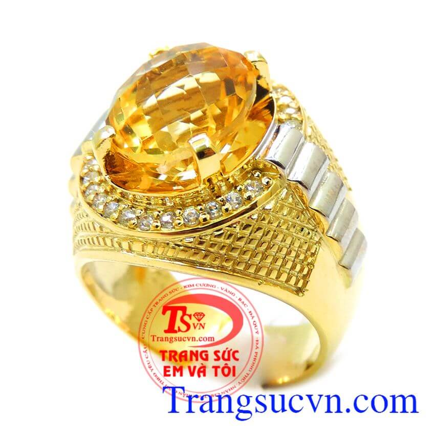 Nhẫn nam vàng thạch anh vàng, nhẫn nam đẹp, nhẫn nam đá quý