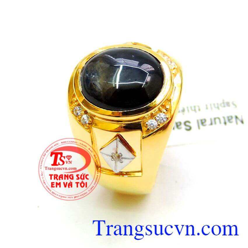Nhẫn sapphire Mệnh Thủy Tài Lộc, nhẫn nam đẹp, nhẫn vàng cho nam may mắn