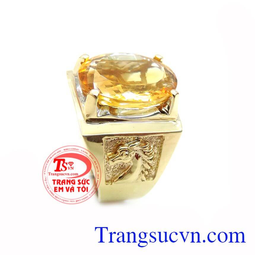 Chiếc Nhẫn Citrine Ngựa Vàng Sang Trọng, Nhẫn nam đẹp, nhẫn nam vàng tinh tế