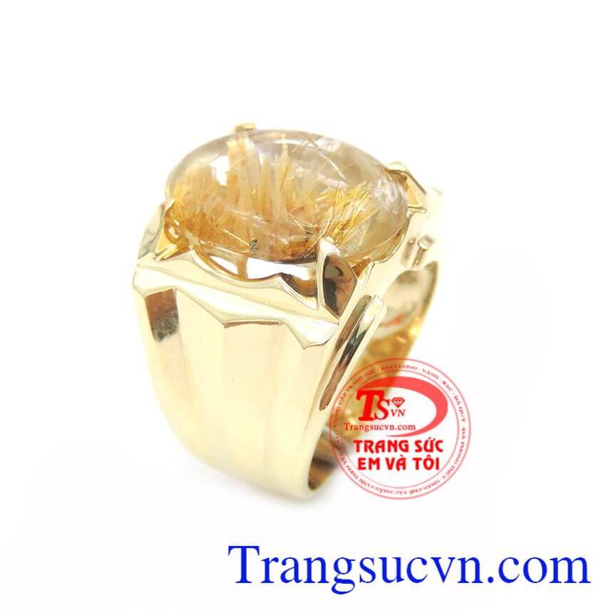 Chiếc Nhẫn Nam Vàng Thạch Anh Tóc, Nhẫn nam đá quý, nhẫn nam vàng đẳng cấp
