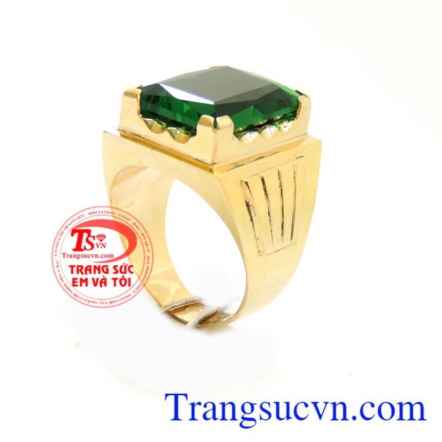 Nhẫn nam đá xanh thời trang, Nhẫn nam giá rẻ, nhẫn nam vàng tây sang trọng