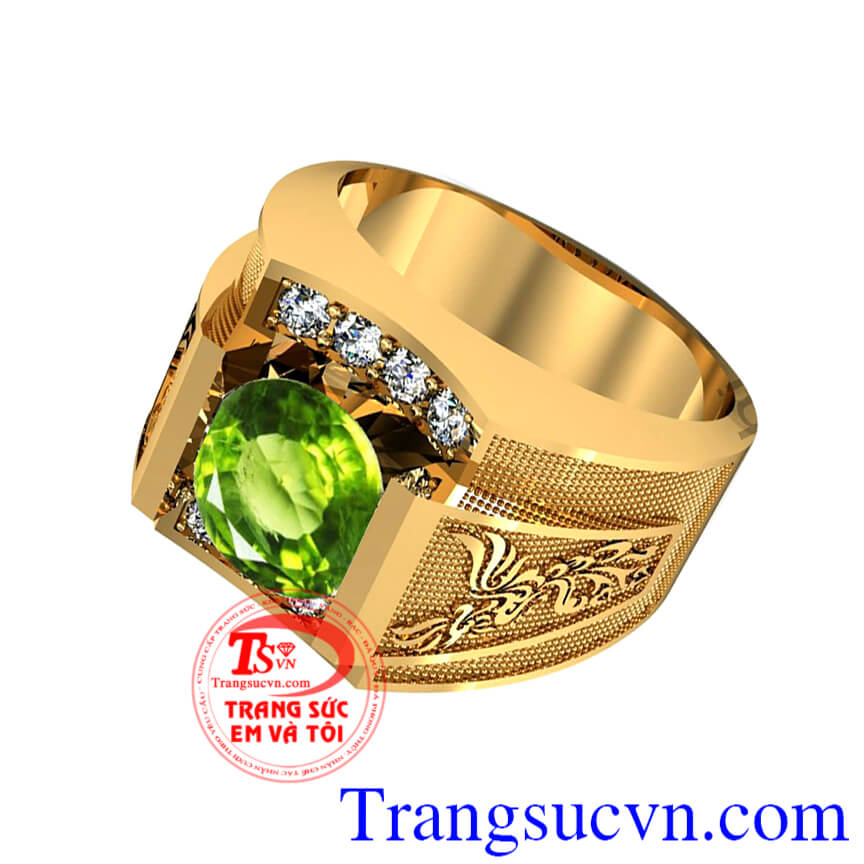 Nhẫn vàng nam 18k peridot, nhẫn nam đẹp, nhẫn nam peridot