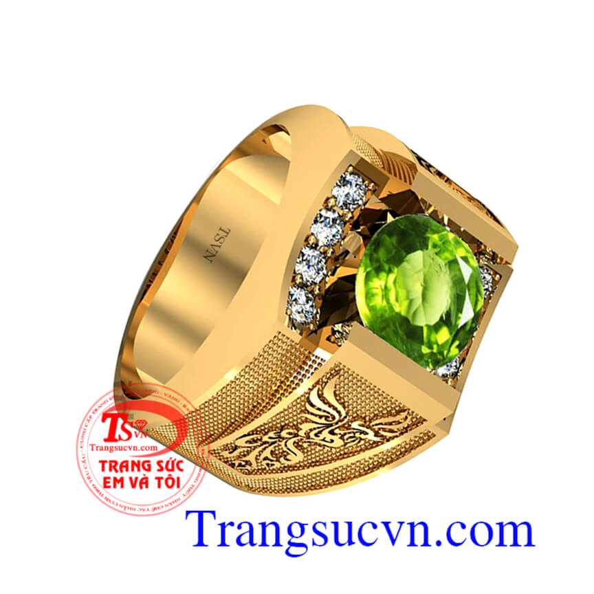 Nhẫn vàng nam 18k peridot, nhẫn nam đẹp, nhẫn nam peridot