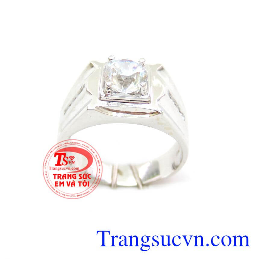 Nhẫn nam vàng trắng 18k đẹp, nhẫn vàng trắng nam, nhẫn nam đẹp