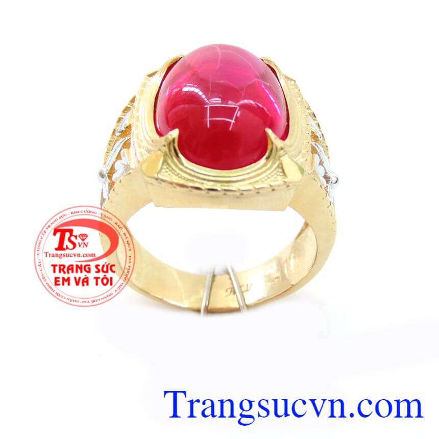 Nhẫn nam đá đỏ họa tiết sắc nét, nhẫn nam giá rẻ, nhẫn nam đẹp