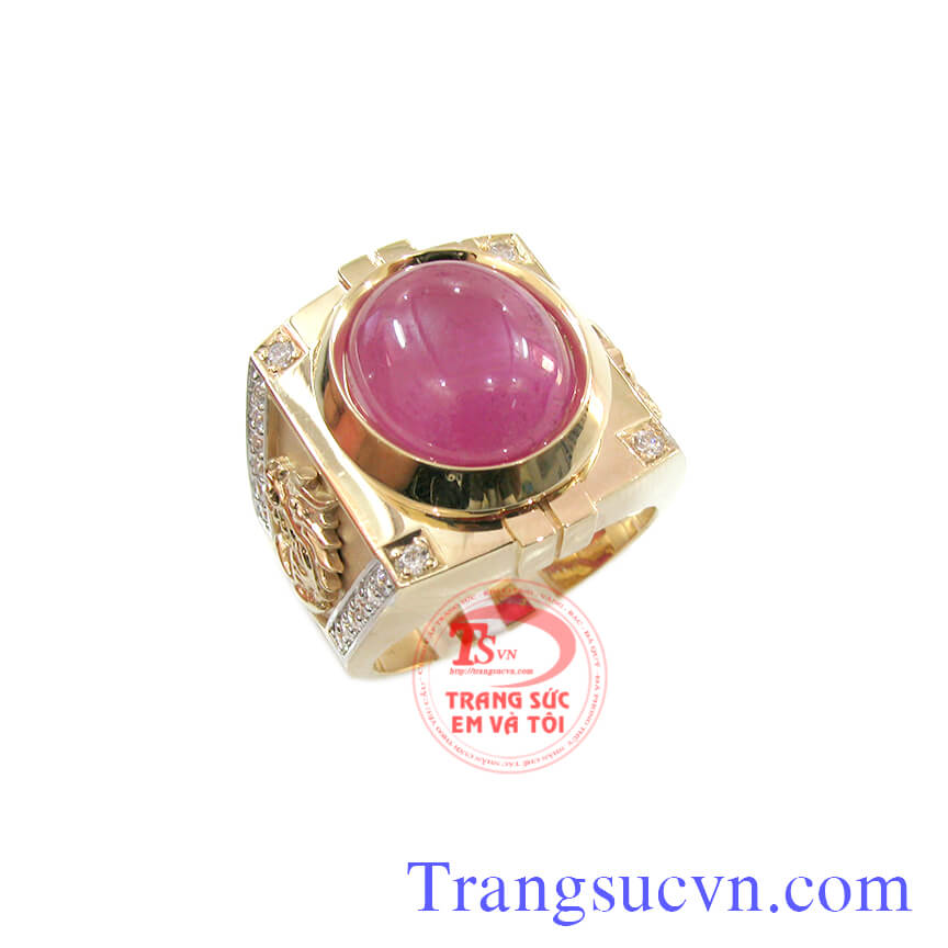 Nhẫn nam mặt nhẫn tròn, Nhẫn nam Ruby, nhẫn nam vàng sang trọng