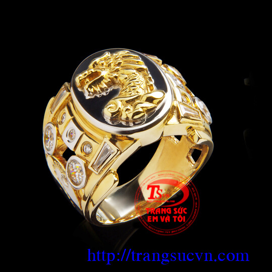 Nhẫn Vàng tây 14K, mặt rồng, chạm khắc cầu kỳ, Nhẫn nam vàng tây, nhẫn nam thời thượng Nhẫn Vàng tây 14K, mặt rồng, chạm khắc cầu kỳ, Nhẫn nam vàng tây, nhẫn nam thời thượng